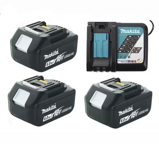Makita 18V 6.0Ah Battery 3-Pack + Fast Charger DC18RC (Compatible)